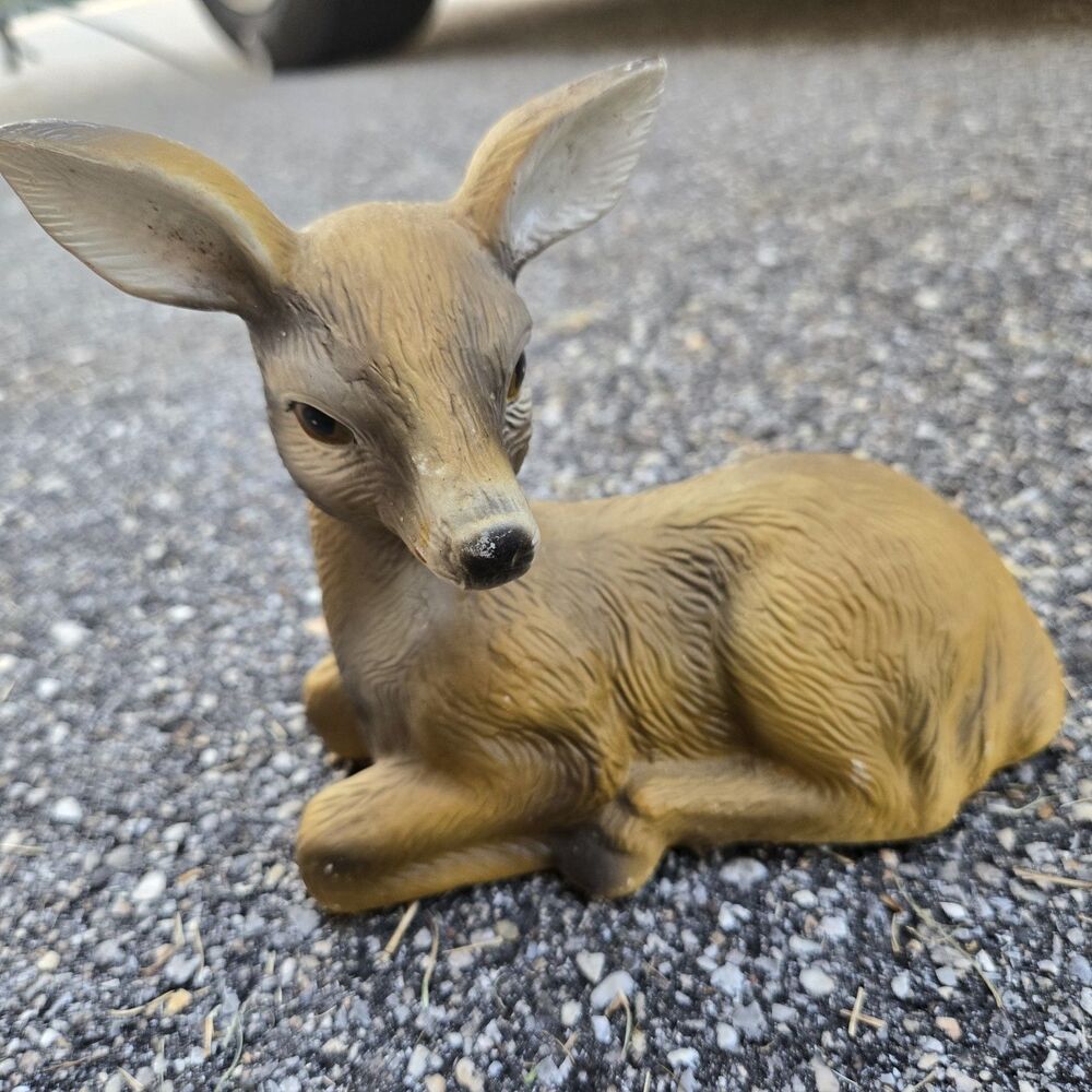 Vintage Flocking Deer Fawn figurine 6inch -made in Japan